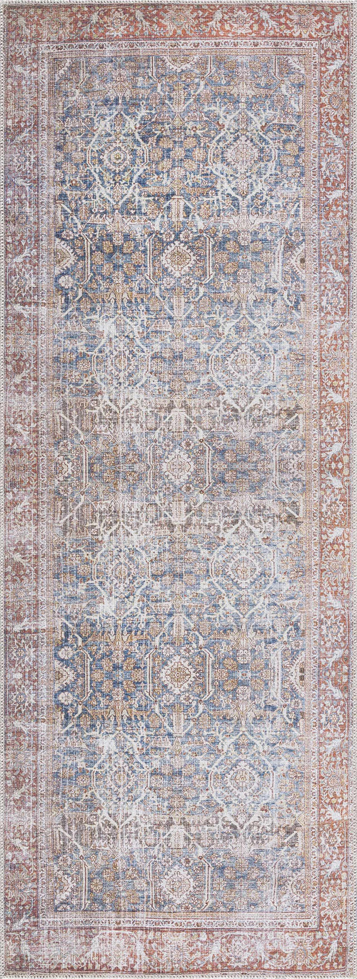 Seroe Brown Oriental Washable Polyester Area Rug