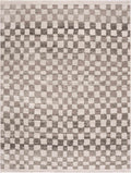Xipea Brown Checkered Machine Woven Polypropylene Area Rug