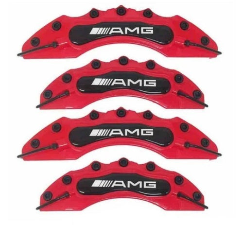 4 X RED BRAKE CALIPER COVERS FOR MERCEDES A B C E CLASS GLC GLE GLA ML GL 4MATIC
