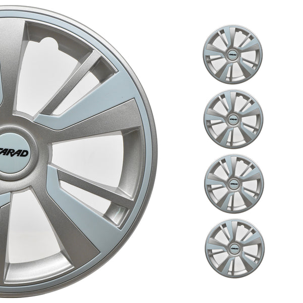 16 Inch Wheel Rim Cover Set Grey with Light Blue Insert Car Wheel Center Caps 4 - Bazarry Auto