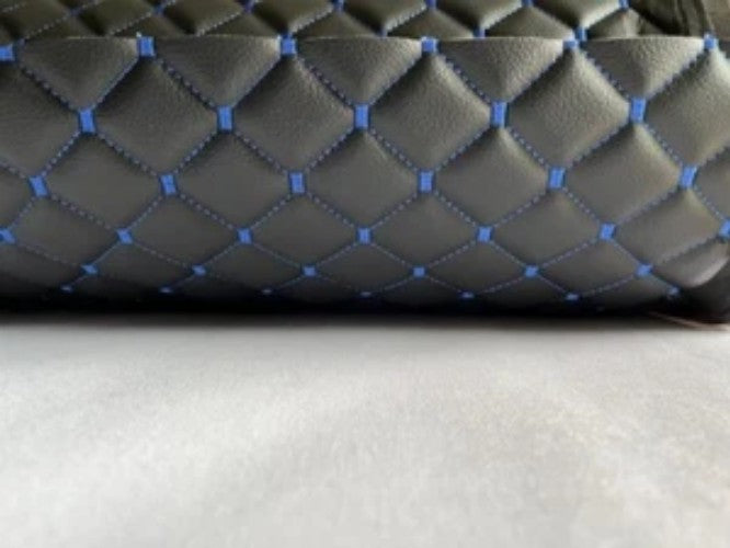 LEATHERETTE Fabric Foam Quilted BLACK AND BLUE Car Seat Upholstery