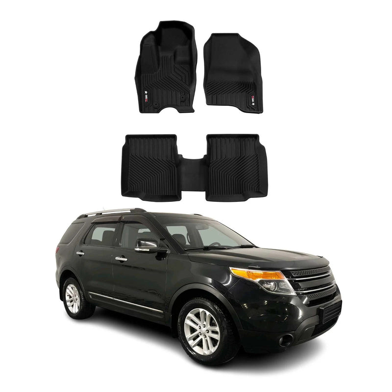 Premium Floor Mats Liner for Ford Explorer 2011-2015 Heavy Duty Black