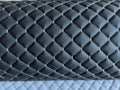 Leatherette Fabric Foam Quilted BLACK AND SILVER Car Seat Upholstery