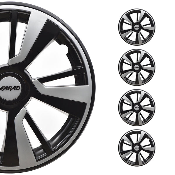 14 Inch Wheel Cover Hubcap Set Black Grey with Light Grey Insert Vehicle Fitment - Bazarry Auto