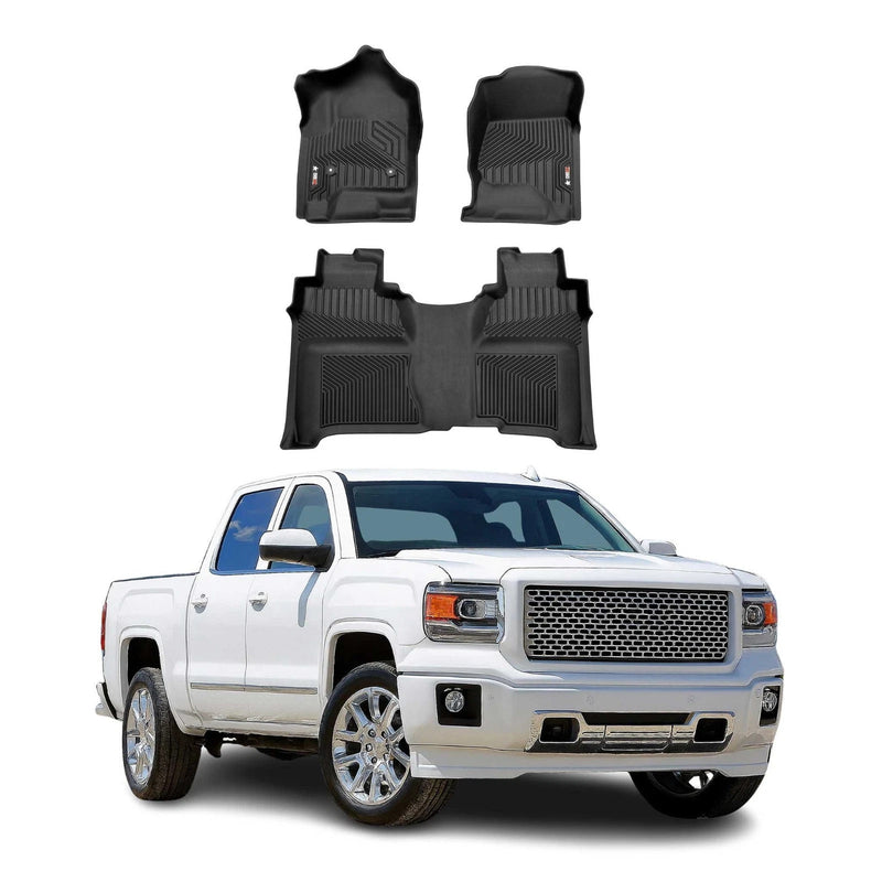 Floor Mats Liner for GMC Sierra 1500 Silverado Crew Cab 2014-18 Premium