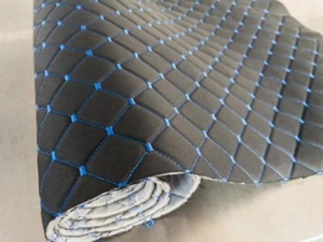 Black-blue Diamond Stitch Embossed Fabric Lining Car Upholstery 165cmx100cm