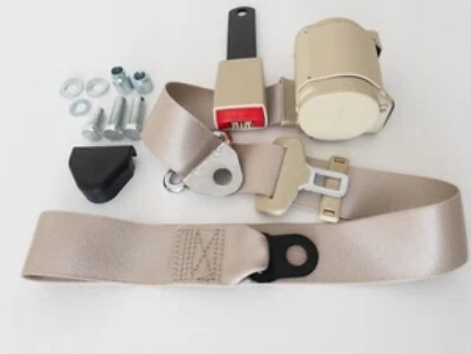 Automatic 3-point seat belt BEIGE for Mercedes R 107 SL-SLC, New Seatbelt -1 SET