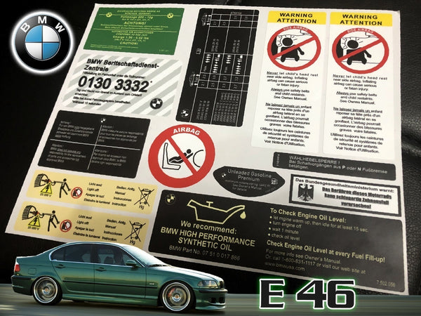 Decal Set Stickers For Bmw E46 3 Series 320 325 M3 All Models Best Quality - Bazarry Auto