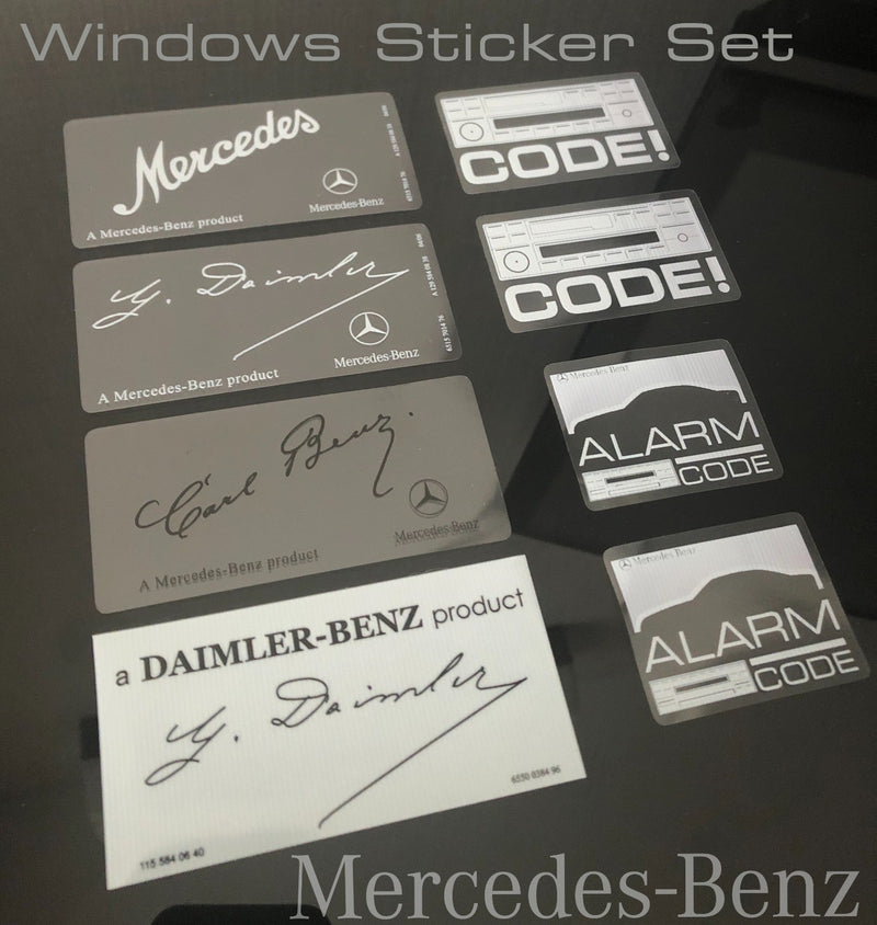 Mercedes Benz CODE W126 W124 W201 R107 Glass Sticker Label