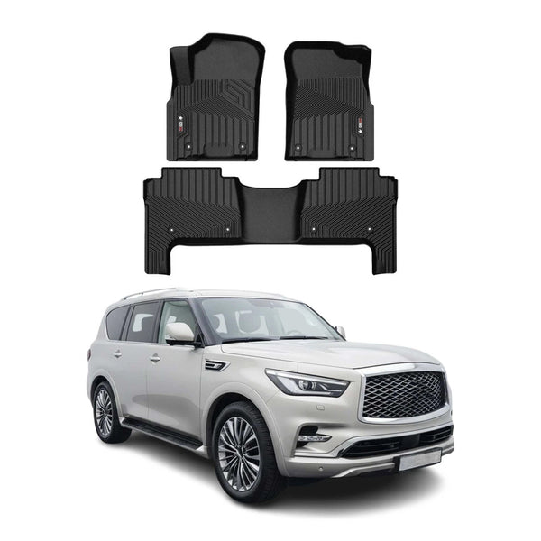 Floor Mats for Infiniti QX80 2015-2024 All-Weather Heavy Duty Black  Premium - Bazarry Auto