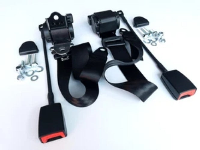 BMW E10 Automatic Seat Belt BLACK Set Of 2 Pieces 02 1502 1602 1802 2002 - NEW