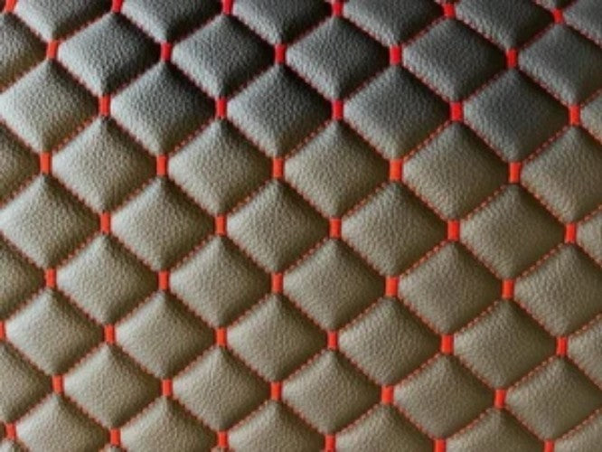 leatherette Fabric Foam Quilted BLACK AND RED Car Seat Upholstery