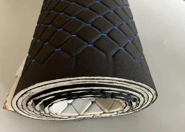 Black-blue Diamond Stitch Embossed Fabric Lining Car Upholstery 55 - Bazarry Auto