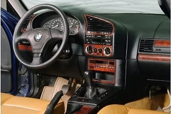 FOR BMW E36 3 SERIES INTERIOR Dash Trim Kit 3M DASH TRIM BURL WOOD 20 PCS 91-98 - Bazarry Auto