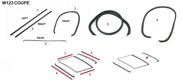 FIT FOR Mercedes Benz W123 COUPE Sunroof MOONROOF Seal Gasket Set 4 PCS - Bazarry Auto