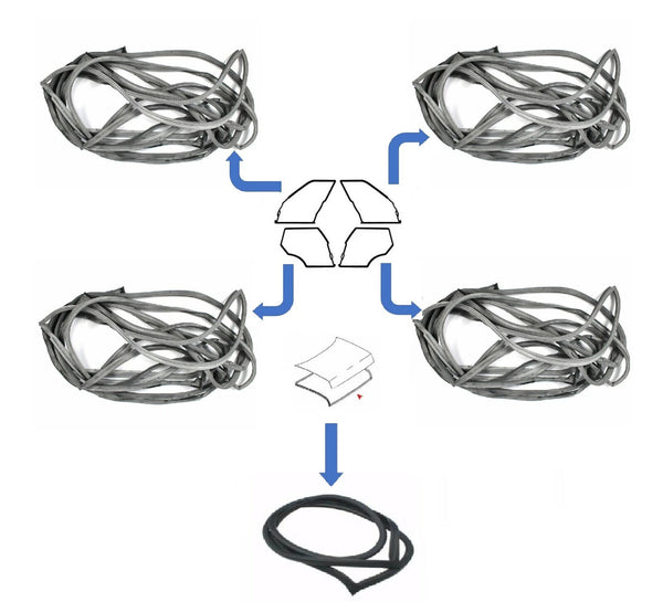 For Mercedes W111 Door + Trunk Rubber Weatherstrip Gasket Seal Set 5 Pieces - Bazarry Auto