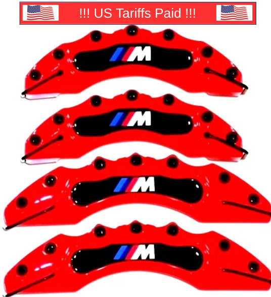 Red M performance Car Disc Brake Caliper Covers Front &Rear 4PCS-Set E36 E46 E90 - Bazarry Auto