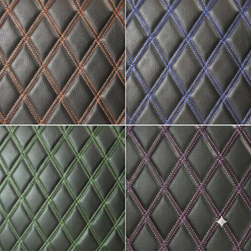 Double Quilted Vinyl Faux Leather Car Upholstery Fabric | 2