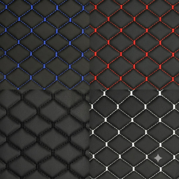 Quilted Vinyl Grain Faux Leather Upholstery Fabric Diamond | 2"x2" -4mm Foam 55" - Bazarry Auto