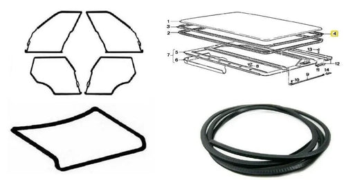 For BMW E39 5 SERIES 1995-2003 Door + Trunk Lid Rubber Sunroof Seal Gasket 6 pcs