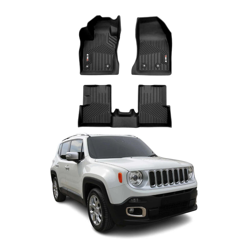 Floor Mats Liners for Jeep Renegade 2015-2024 Black Front and Rear Premium
