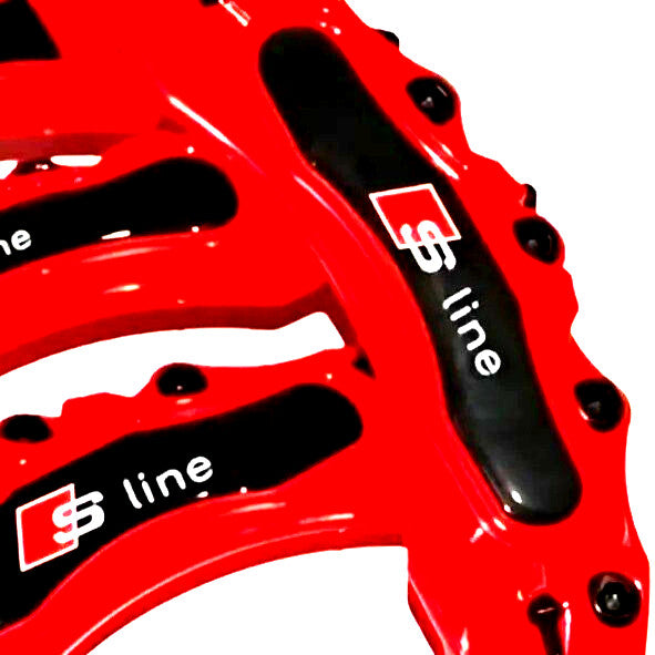 4x Brakes Caliper Covers Red for Audi S-Line Q1 Q2 Q3 Q5 TT A1 A5 A6 S3 RS A3 S4 - Bazarry Auto
