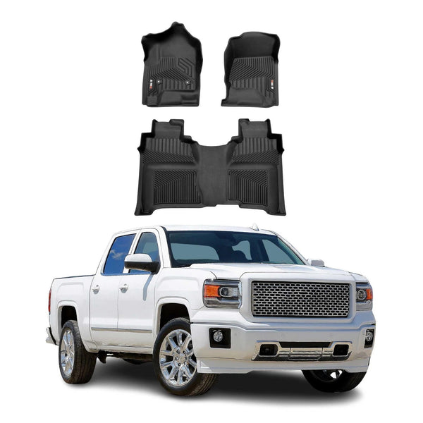 Floor Mats Liner for GMC Sierra 1500 Silverado Crew Cab 2014-18 Premium - Bazarry Auto
