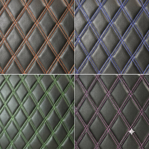 Double Quilted Vinyl Faux Leather Car Upholstery Fabric | 2"x3" - 5x8cm 55" SBY