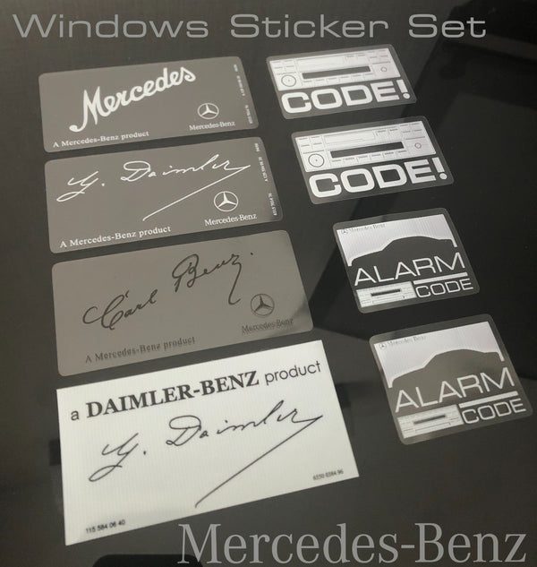 Mercedes Benz CODE W126 W124 W201 R107 Glass Sticker Label - Bazarry Auto