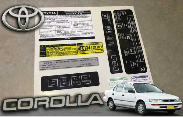 Toyota Corolla AE101 Decal Set Stickers For All Models Engines Best Quality - Bazarry Auto