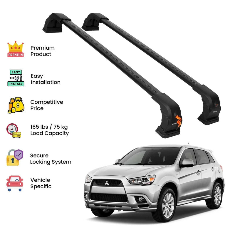 Black Premium Roof Rack Cross Bars For Mitsubishi Outlander Sport 2011-2021