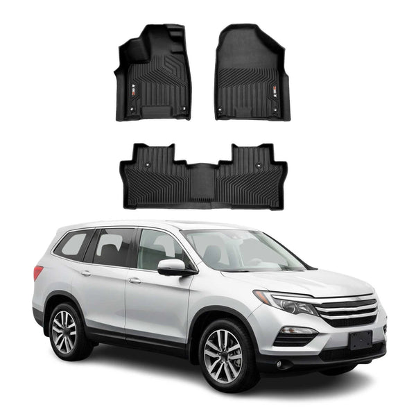 Floor Mats Liners for Honda Pilot 2016-2022 Front and Rear Black Premium - Bazarry Auto