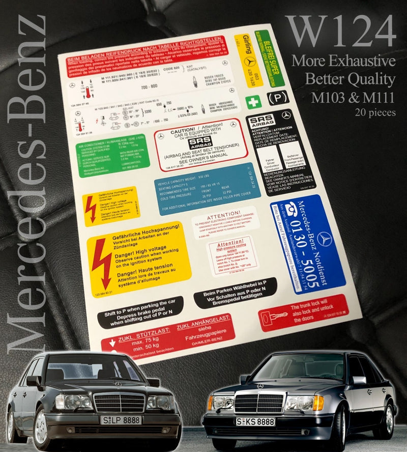 Decal Sticker Set For Mercedes-Benz W124 E-Class All Models