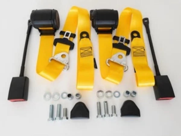 NEW Seat Belt for 914 Porsche with Brackets - YELLOW - Bazarry Auto