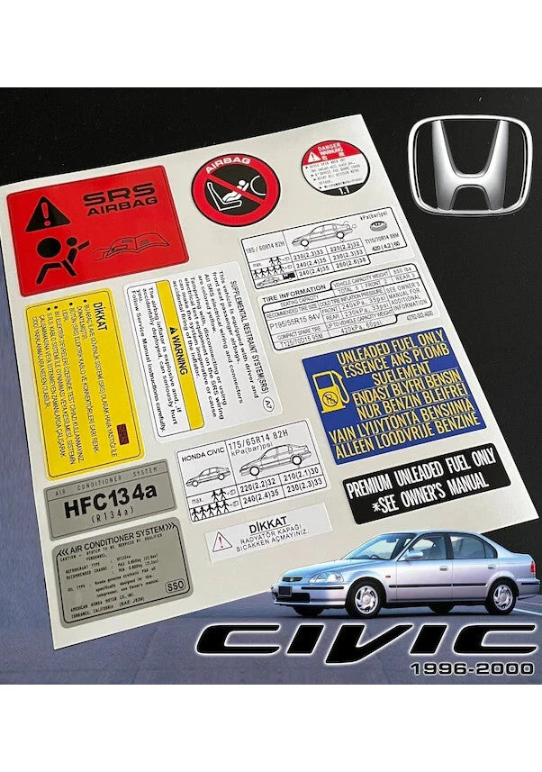 HONDA CİVİC 1996-2000 Decal Set Stickers For All Models Engines Best Quality