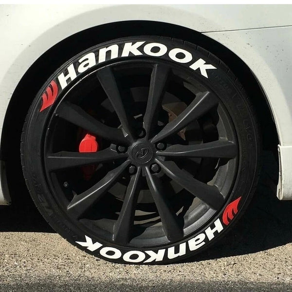 8X HANKOOK Tire Lettering Sticker For 15"-24" With Stripes Letters Height 1.38" - Bazarry Auto