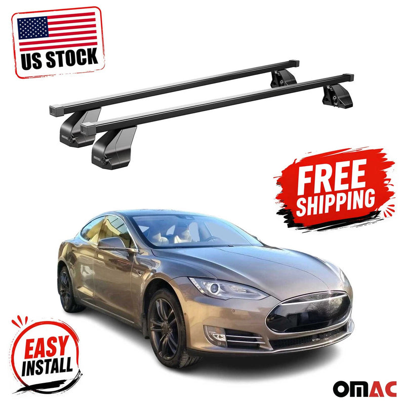 Fix Point Roof Racks Top Cross Bars for Tesla Model S 2012-2017 Black 2Pcs