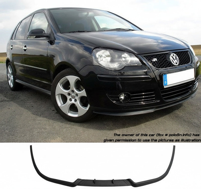 Front Bumper Chin Spoiler Splitter Valance VW Polo 9N3 MK4 Black