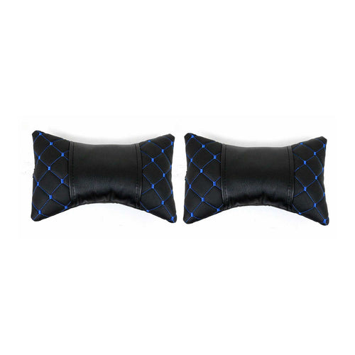 Car Seat Neck Pillow Support Padded Cushion Head Shoulder Rest Black Blue PU