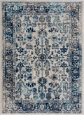 Labu Blue Oriental Machine Woven Polypropylene Area Rug
