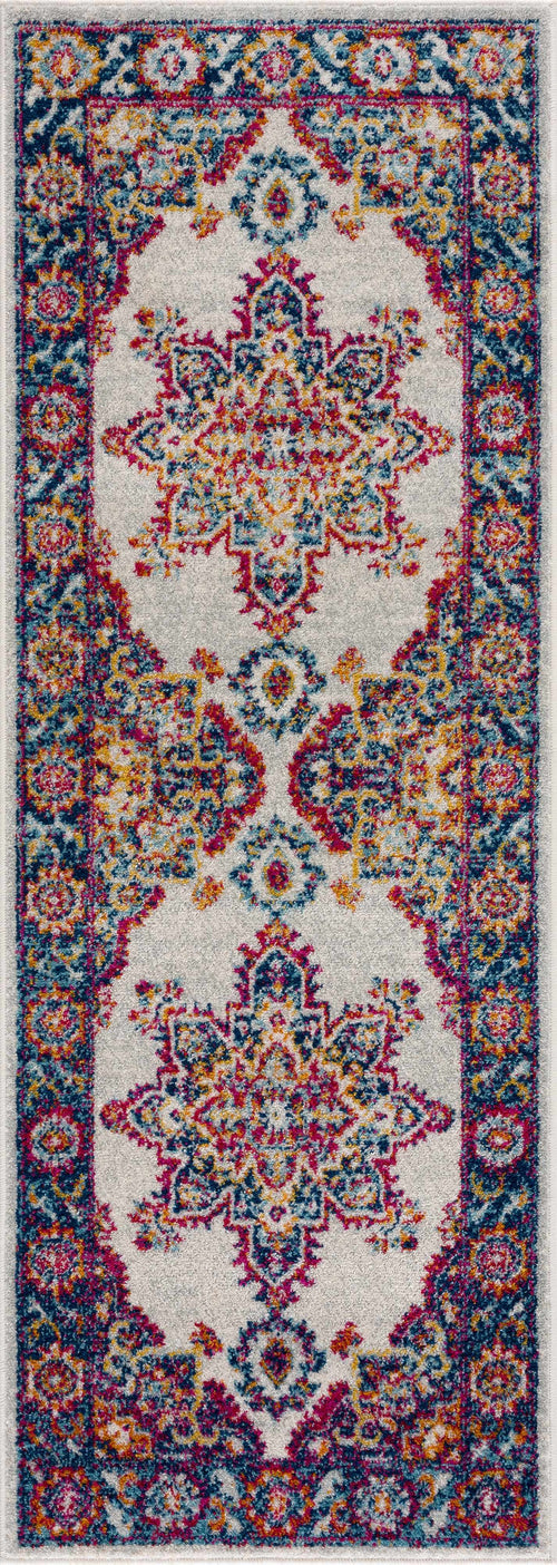 Xegu Ivory Medallion Machine Woven Polypropylene Area Rug