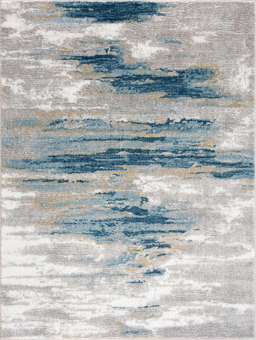 Biyo Gray Abstract Machine Woven Polypropylene Area Rug