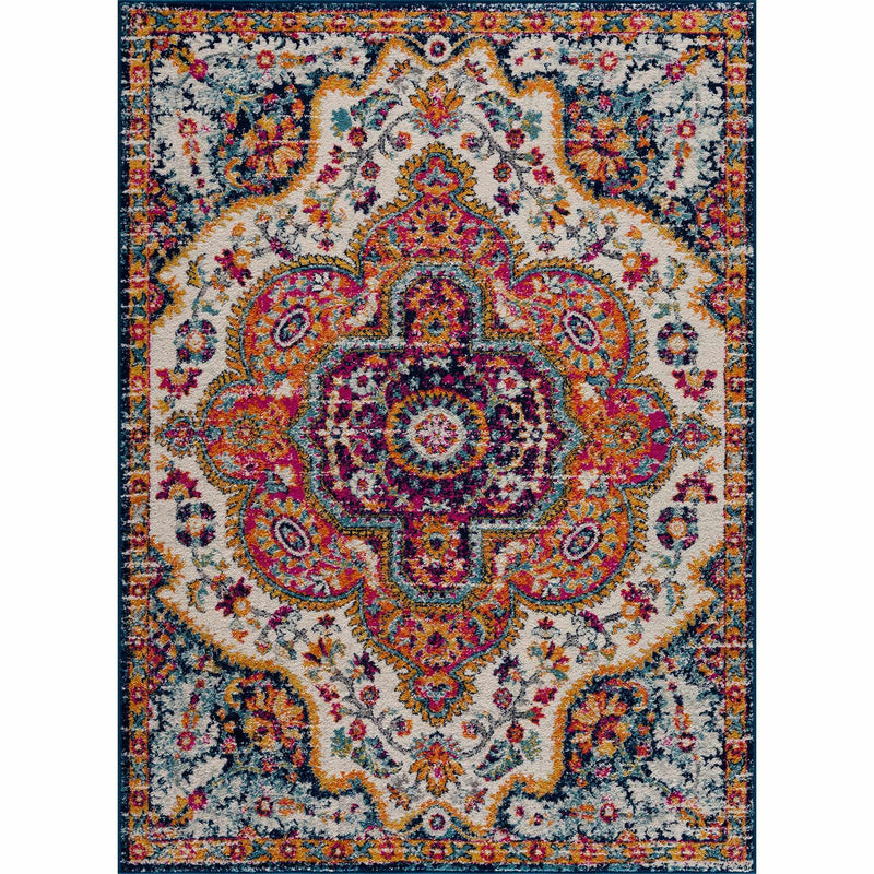 Lecoa Medallion Modern Machine Woven Polypropylene Area Rug