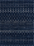 Birale Blue Geometric Machine Woven Polypropylene Area Rug