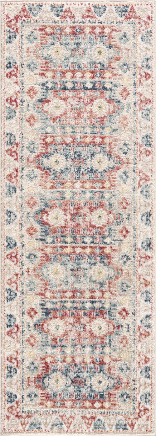 Letua Blue Floral Machine Woven Polypropylene Area Rug