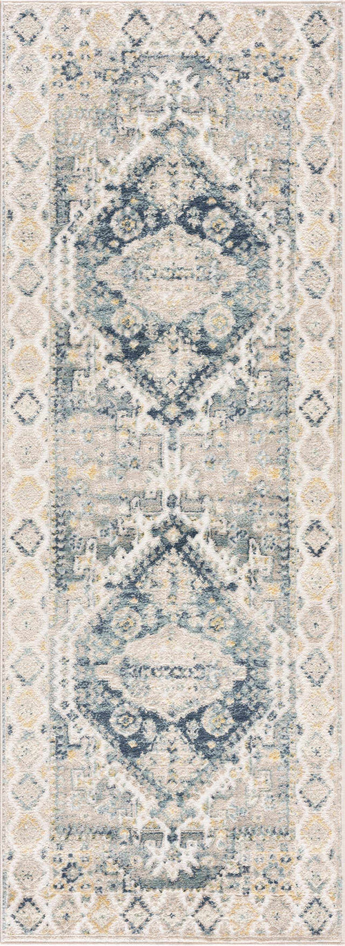 Lazi Blue Medallion Machine Woven Polypropylene Area Rug