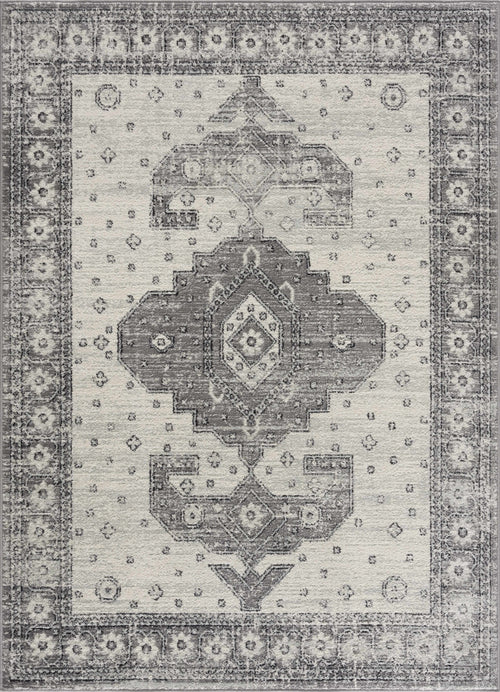 Xaho Gray Medallion Polypropylene Area Rug