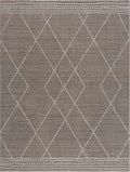 Vixe Brown Geometric Machine Woven Area Rug with Durable Polyurethane Backing