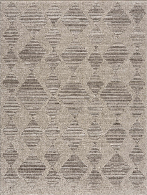 Kipua Beige Diamond Machine Woven Area Rug with Durable Polyurethane Backing
