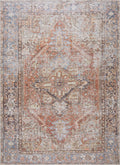Vubaa Red Medallion Washable Polyester Area Rug